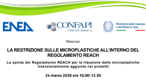 LA RESTRIZIONE SULLE MICROPLASTICHE ALL’INTERNO DEL REGOLAMENTO REACH: WEBINAR 24 MARZO